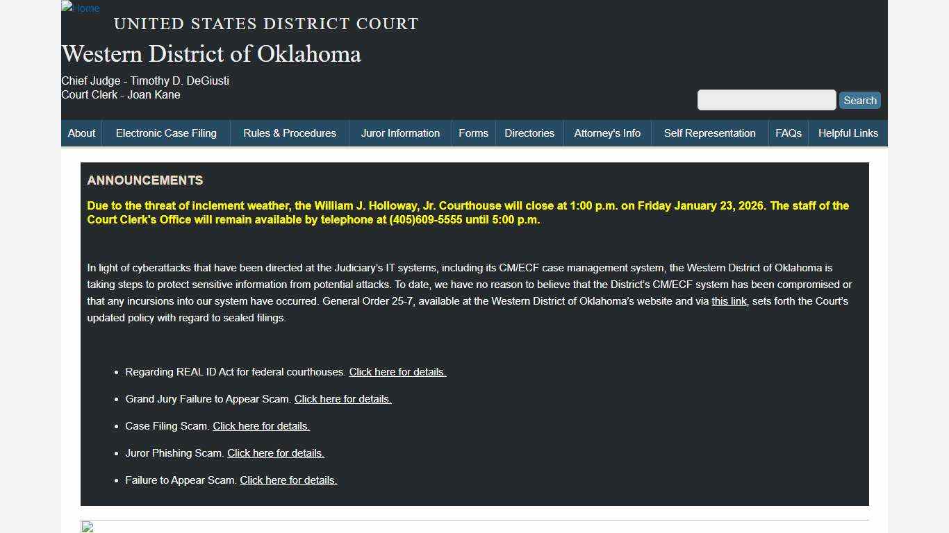 Welcome to Western District of Oklahoma Western District of Oklahoma